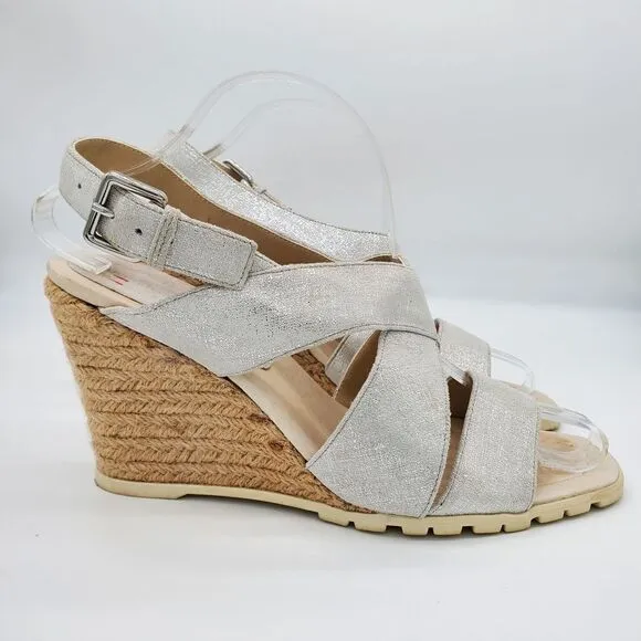 Donald J Pliner Brevos Metallic Strappy Cork Wedge