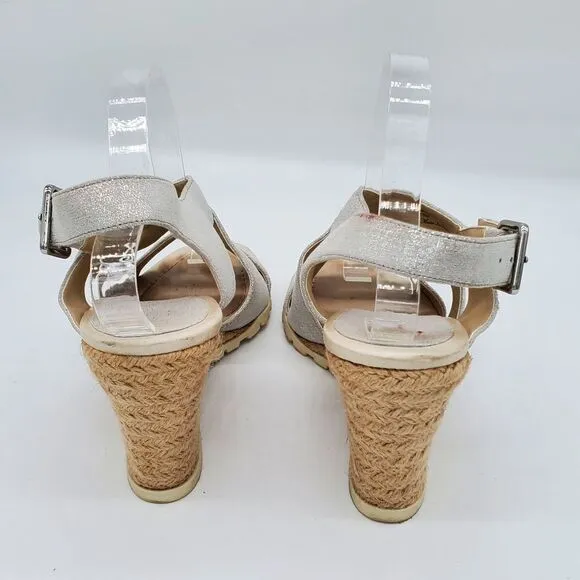 Donald J Pliner Brevos Metallic Strappy Cork Wedge