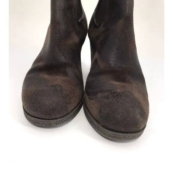 Donald J Pliner Dillon Women's Brown Wedge Distressed Leather Ankle Boots Size 9