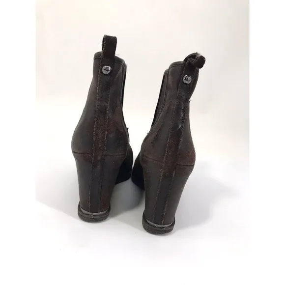 Donald J Pliner Dillon Women's Brown Wedge Distressed Leather Ankle Boots Size 9