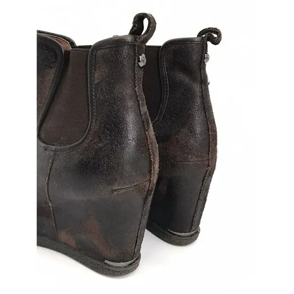 Donald J Pliner Dillon Women's Brown Wedge Distressed Leather Ankle Boots Size 9