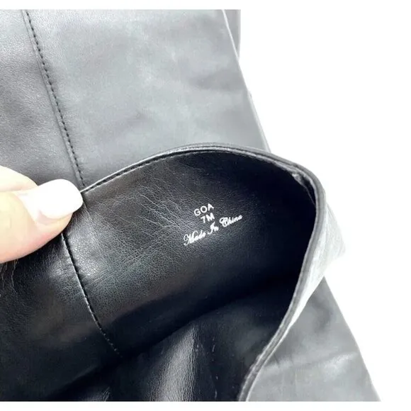 Donald J. Pliner Goa Black Leather Tall Boots Block Heel SZ 7 New $399