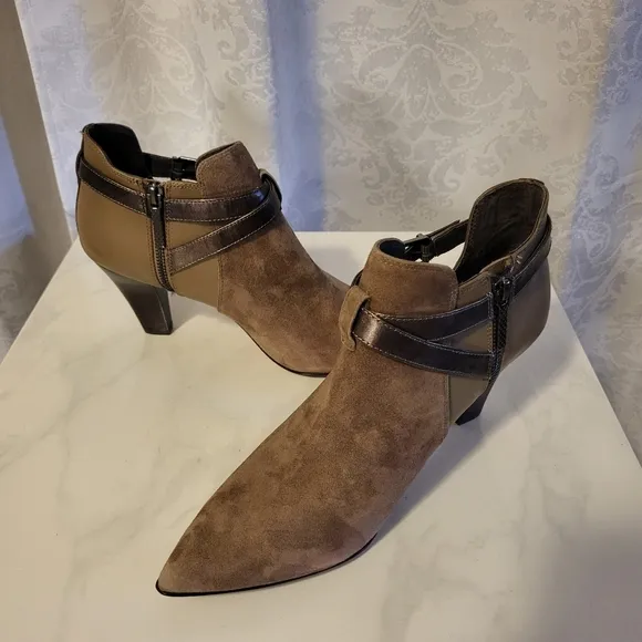 Donald J. Pliner Tamy Vero Cuoio Women Leather, Suede Boots, Size 10M, Tan