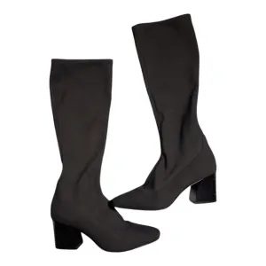 Donald Pliner Gerti Black Knee High Pull On Block Heel Square Toe Sock Boots 8