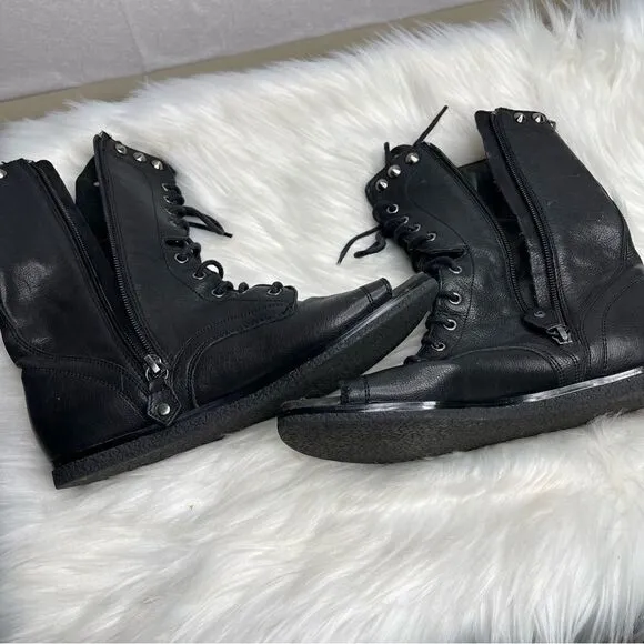 Donald Pliner Open Toe Ghalib Studded Gladiator Boots Black 7