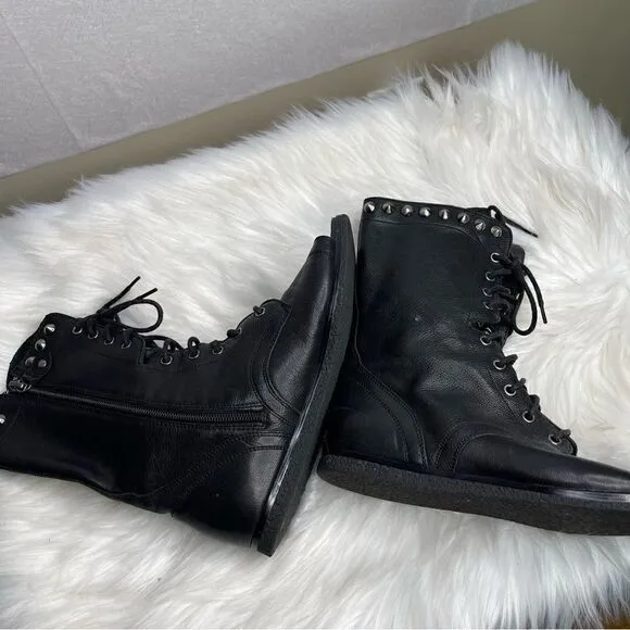 Donald Pliner Open Toe Ghalib Studded Gladiator Boots Black 7