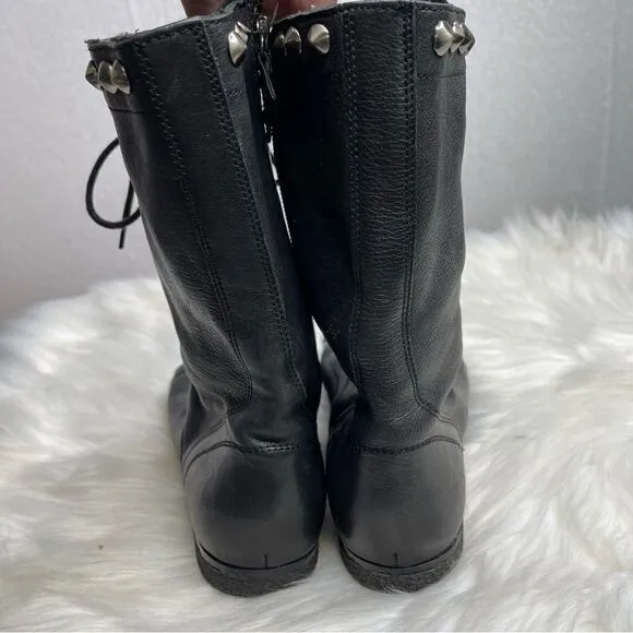 Donald Pliner Open Toe Ghalib Studded Gladiator Boots Black 7
