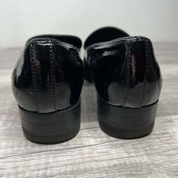 Donald Pliner Women's Elen Loafer Crinkle Patent Leather Shoes Black Size 7 1/2N