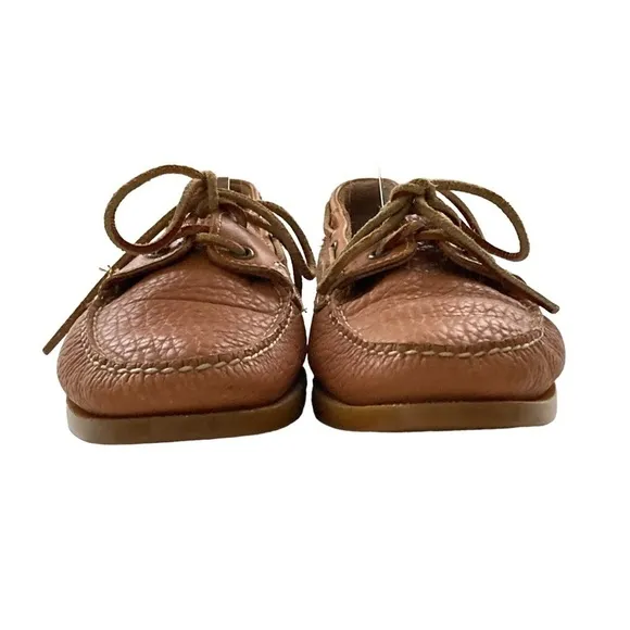 Dooney &amp; Bourke Chestnut Pebbled Leather Boat Shoes Sz 8-8.5