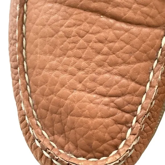 Dooney &amp; Bourke Chestnut Pebbled Leather Boat Shoes Sz 8-8.5