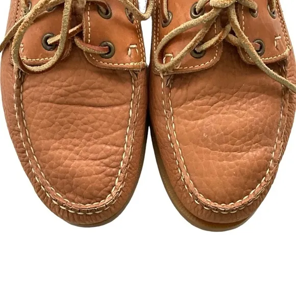 Dooney &amp; Bourke Chestnut Pebbled Leather Boat Shoes Sz 8-8.5