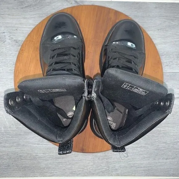 Dr. Doc Martens Boots MIX Black Patent Leather Lamper 10-Eyelet Size US 7 UK 5
