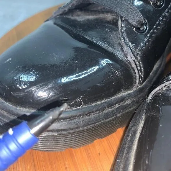 Dr. Doc Martens Boots MIX Black Patent Leather Lamper 10-Eyelet Size US 7 UK 5