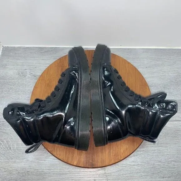 Dr. Doc Martens Boots MIX Black Patent Leather Lamper 10-Eyelet Size US 7 UK 5