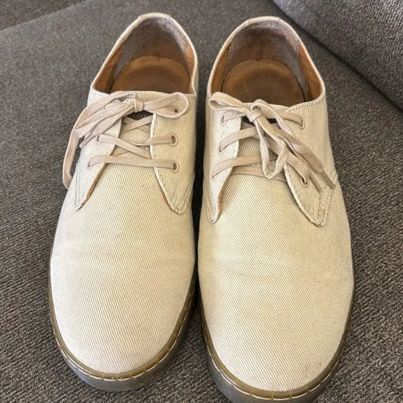 Dr. Doc Martens Delray Men’s Derby Canvas Beige Oxford Shoes Size