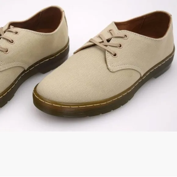 Dr. Doc Martens Delray Men’s Derby Canvas Beige Oxford Shoes Size