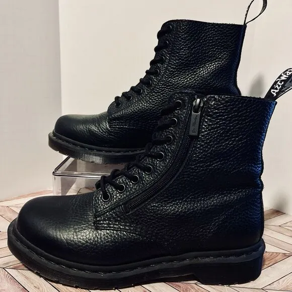 Dr. Martens 1460 Mono Pascal Zip Women 9 Black Virginia Soft Supple Leather $170