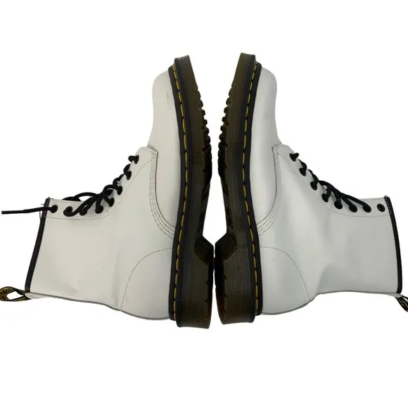 Dr. Martens 1460 White Leather 8-Eye Lace Up Boots Size 8 US Women