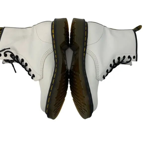 Dr. Martens 1460 White Leather 8-Eye Lace Up Boots Size 8 US Women