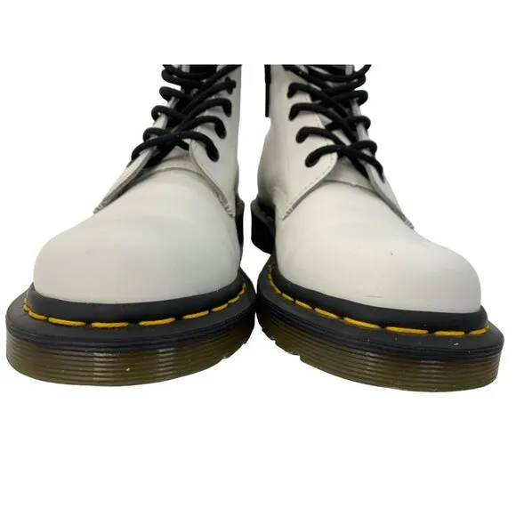 Dr. Martens 1460 White Leather 8-Eye Lace Up Boots Size 8 US Women