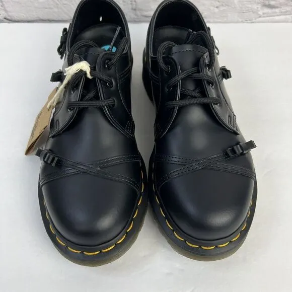 Dr. Martens 1461‎ Bow Oxford Women's Black Smooth Leather Lace Up Shoes Size 6