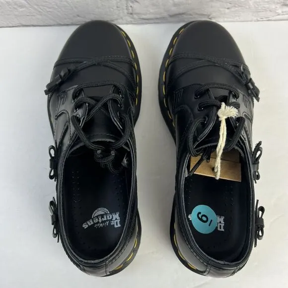 Dr. Martens 1461‎ Bow Oxford Women's Black Smooth Leather Lace Up Shoes Size 6