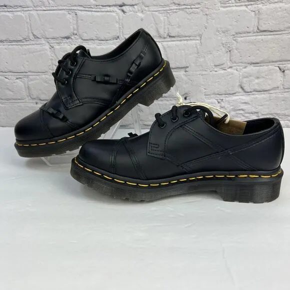 Dr. Martens 1461‎ Bow Oxford Women's Black Smooth Leather Lace Up Shoes Size 6