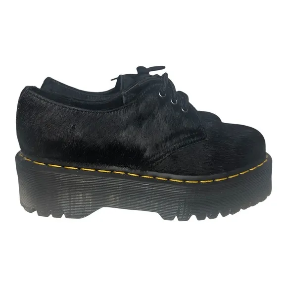 Dr. Martens 1461 Hair-on Platform Shoes in Black   Sz: 7