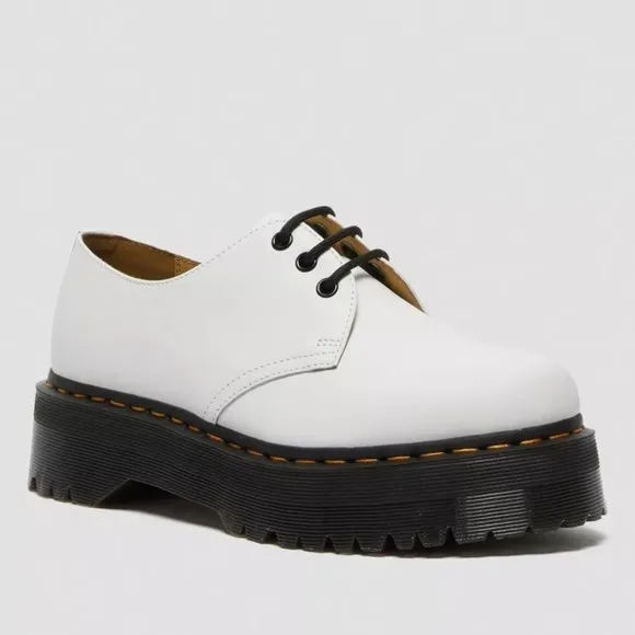 Dr. Martens 1461 SMOOTH White LEATHER PLATFORM Oxford Shoes Women’s 8 Mens 7