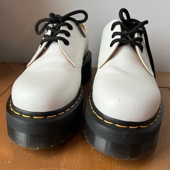 Dr. Martens 1461 SMOOTH White LEATHER PLATFORM Oxford Shoes Women’s 8 Mens 7