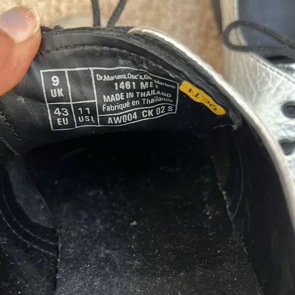Dr Martens 1461 SZ 11 metallic silver lace up shoes.