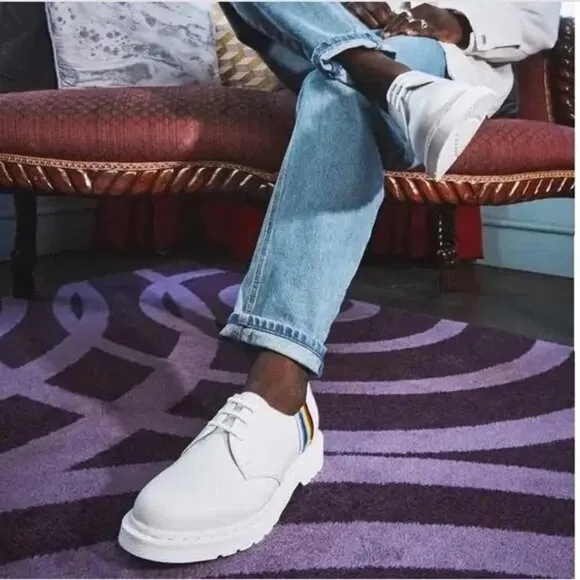 Dr. Martens 27522 White Smooth Leather Pride Oxford Shoes EU 39 Womens 8  Mens 7