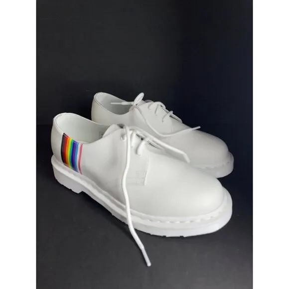 Dr. Martens 27522 White Smooth Leather Pride Oxford Shoes EU 39 Womens 8  Mens 7