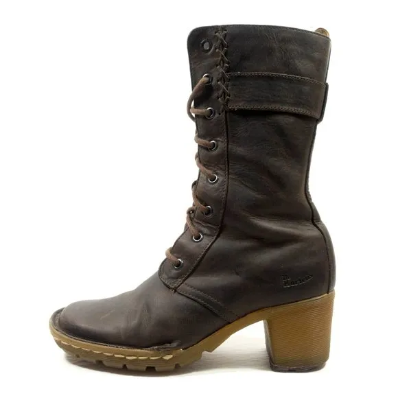 Dr Martens 8-Eye Leather Heeled Boots - Women's Size 7