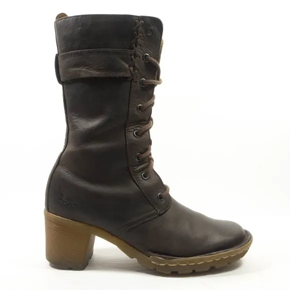 Dr Martens 8-Eye Leather Heeled Boots - Women's Size 7