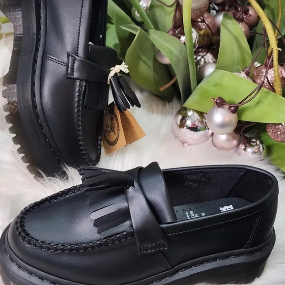Dr Martens Adrian Leather Platform Tassel Loafers Women shoes size6 New