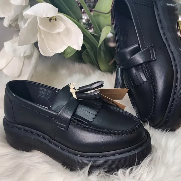 Dr Martens Adrian Leather Platform Tassel Loafers Women shoes size6 New
