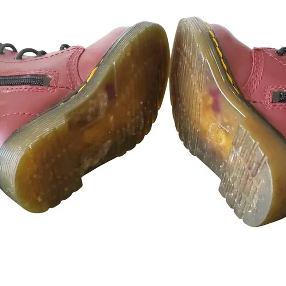 Dr Martens AirWair Brooklee Leather Boots Cherry Red Kids Toddler Size 5