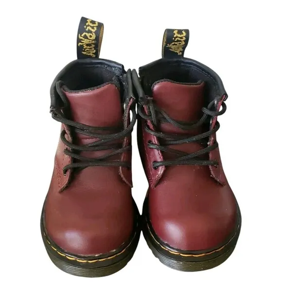 Dr Martens AirWair Brooklee Leather Boots Cherry Red Kids Toddler Size 5