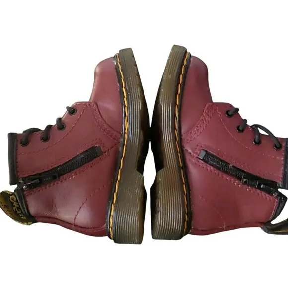 Dr Martens AirWair Brooklee Leather Boots Cherry Red Kids Toddler Size 5