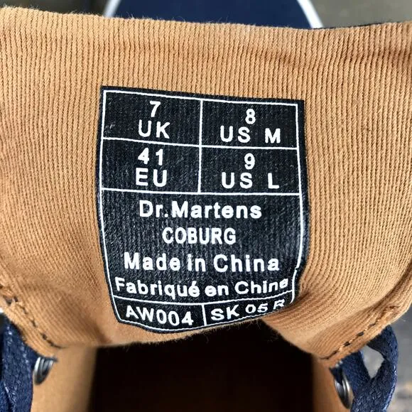 DR MARTENS AirWair Coburg Uomo Canvas Shoes M 8 / W 9 Blue Stylish Timeless NWOB