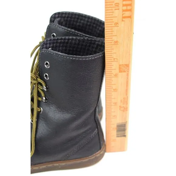 Dr. Martens BLACK GENUINE LEATHER FLAT LACE UP ROUND TOE ANKLE BOOTS Size 7/38EU