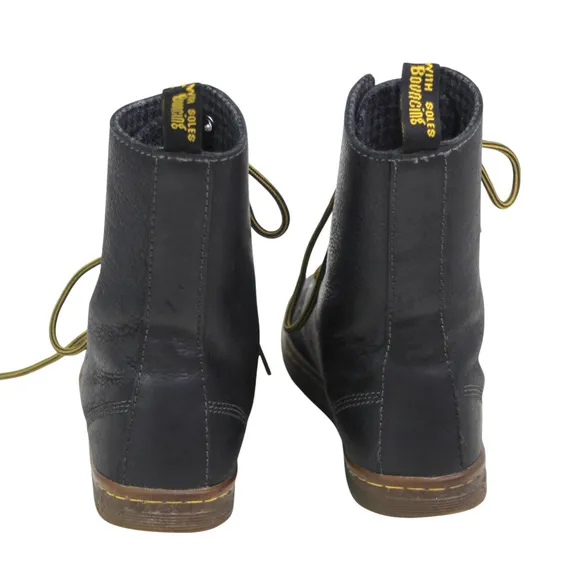 Dr. Martens BLACK GENUINE LEATHER FLAT LACE UP ROUND TOE ANKLE BOOTS Size 7/38EU