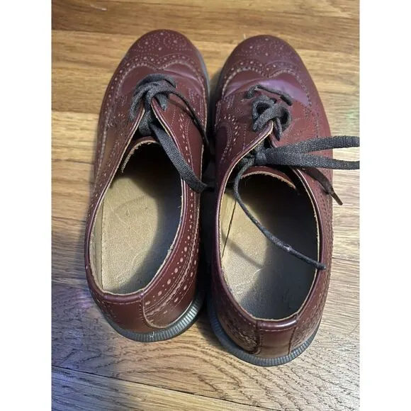 Dr Martens Burgandy Leather Brogue Wingtip Oxford Shoes 3989 Womens 8 Men's‎ 7