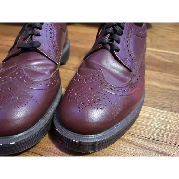 Dr Martens Burgandy Leather Brogue Wingtip Oxford Shoes 3989 Womens 8 Men's‎ 7