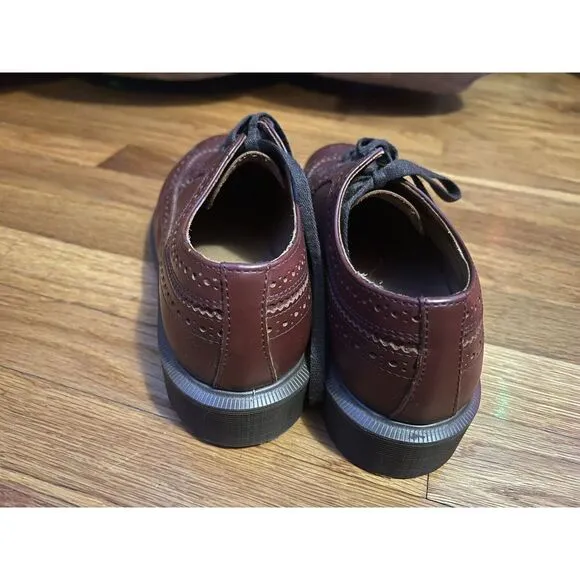 Dr Martens Burgandy Leather Brogue Wingtip Oxford Shoes 3989 Womens 8 Men's‎ 7