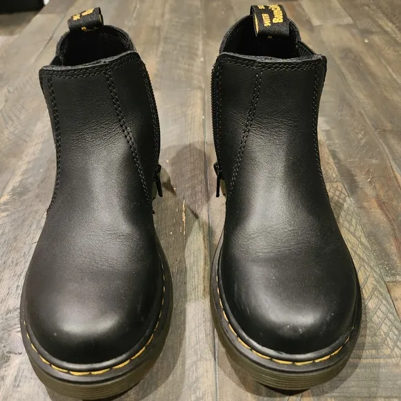 Dr Martens Chelsea black boots. Zipper on side. Youth size 1