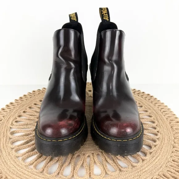 Dr. Martens Hurston Arcadia Heeled Chelsea Leather Boots Cherry Red Women’s Sz 8