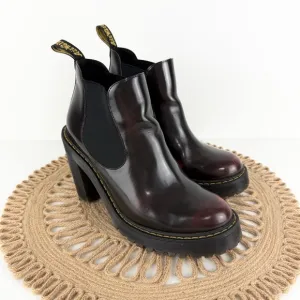 Dr. Martens Hurston Arcadia Heeled Chelsea Leather Boots Cherry Red Women’s Sz 8