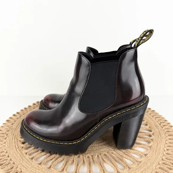 Dr. Martens Hurston Arcadia Heeled Chelsea Leather Boots Cherry Red Women’s Sz 8